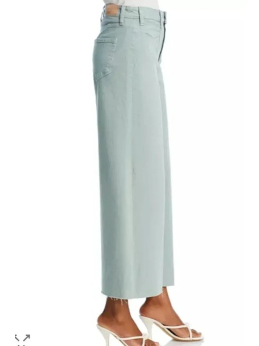 PAIGE Harper Wide Leg Jeans 29 High Rise Ankle Green Cropped Denim Women - Picture 3 of 9